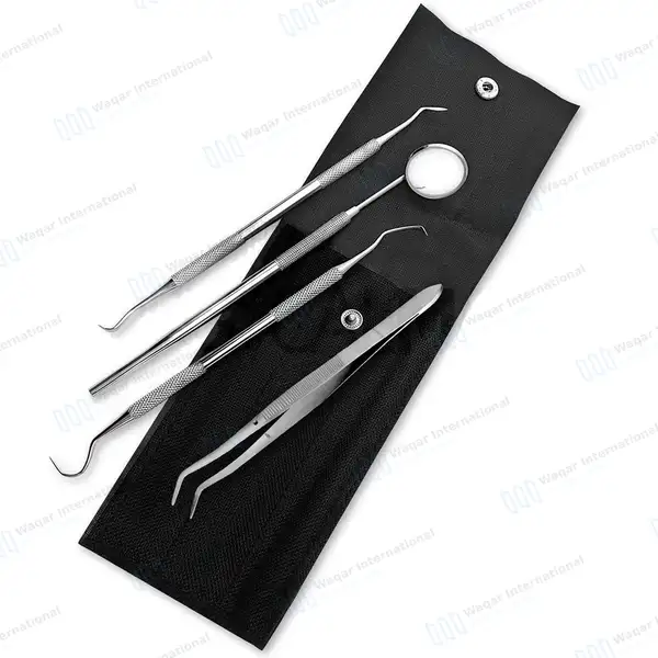 4 Pcs Professional Dental Tartar Scraper Tools Set with Pouch - surgical instruments manufactured by Waqar International, Sialkot - view 2