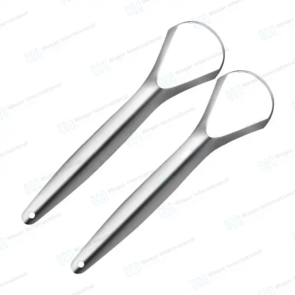 2 Metal Tongue Scraper Cleaner 6″ Oral Hygiene Care Tool - surgical instruments manufactured by Waqar International, Sialkot - view 2