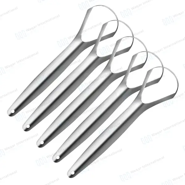 5 Metal Tongue Scraper Cleaner 6″ Oral Hygiene Care Tool - surgical instruments manufactured by Waqar International, Sialkot - view 2