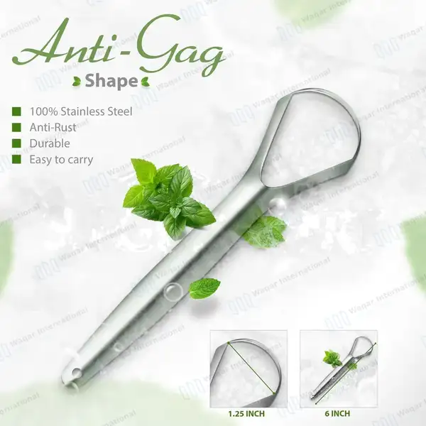 5 Metal Tongue Scraper Cleaner 6″ Oral Hygiene Care Tool - surgical instruments manufactured by Waqar International, Sialkot - view 3