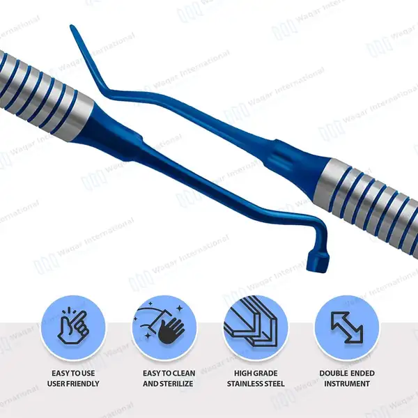 Woodson #3 Plastic Filling Instrument Blue Titanium Coated Tips - surgical instruments manufactured by Waqar International, Sialkot - view 4