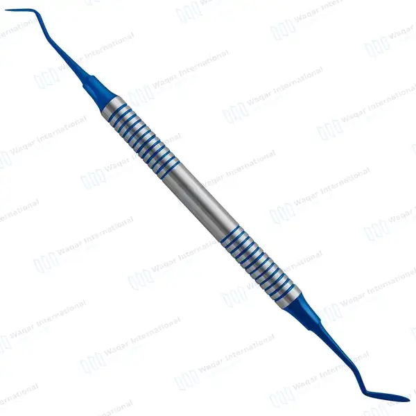 Hollenback Wax Carver #3 Blue Tips with Blue & Silver Hollow Handle - dental instruments manufactured by Waqar International, Sialkot - view 2