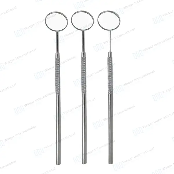 3 Pcs Front Surface Mouth Mirror #5 with Handle - surgical instruments manufactured by Waqar International, Sialkot - view 2