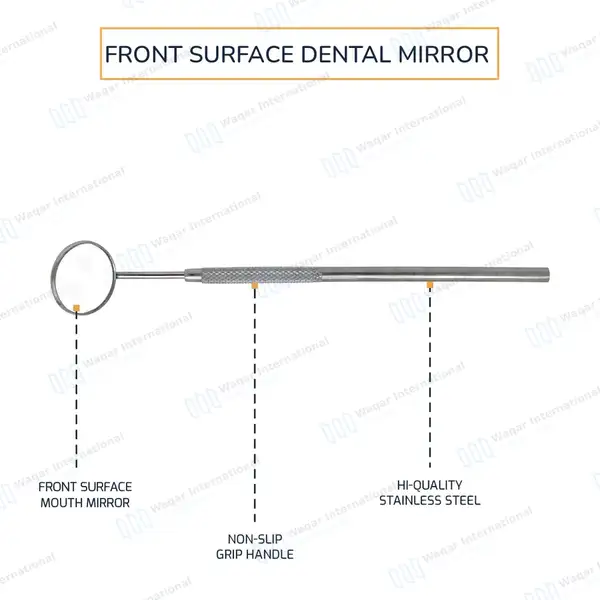 3 Pcs Front Surface Mouth Mirror #5 with Handle - surgical instruments manufactured by Waqar International, Sialkot - view 4