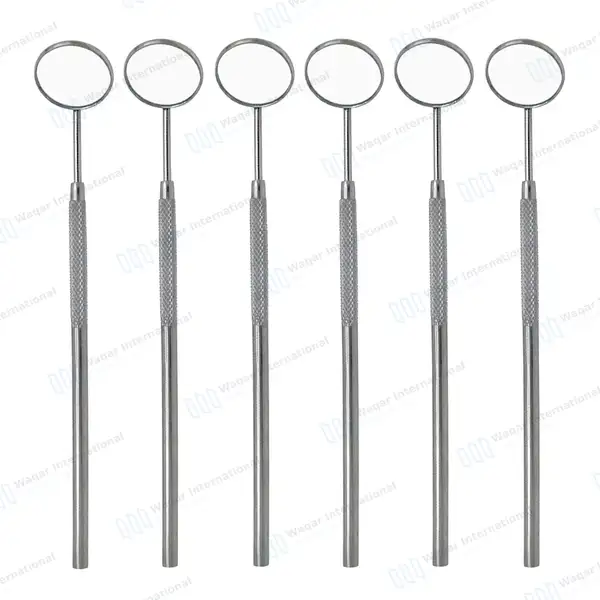 6 Pcs Front Surface Mouth Mirror Set #5 with Handle - surgical instruments manufactured by Waqar International, Sialkot - view 2