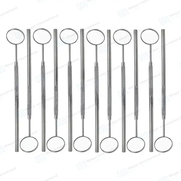 12 Pcs Front Surface Mouth Mirror Set #5 with Handle - surgical instruments manufactured by Waqar International, Sialkot - view 2