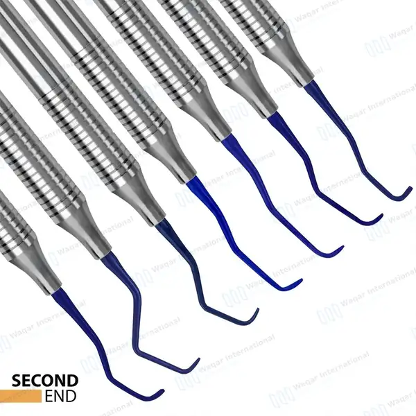 7 Pcs Titanium Coated Gracey Curettes Set Periodontal Scaler with Zipper Case - surgical instruments manufactured by Waqar International, Sialkot - view 3