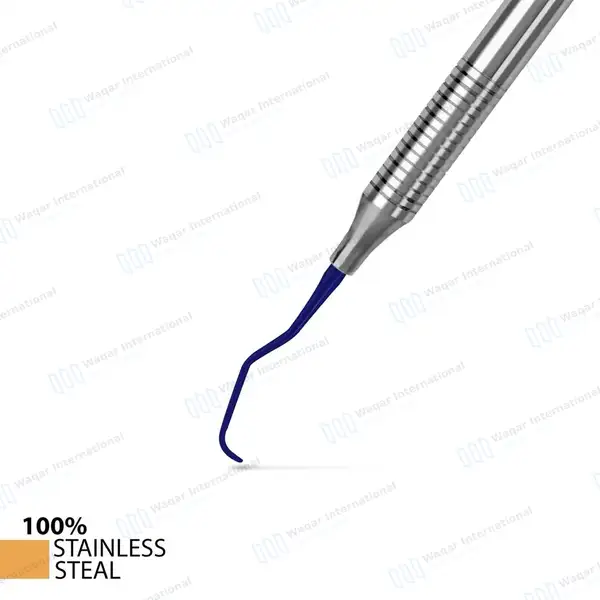 7 Pcs Titanium Coated Gracey Curettes Set Periodontal Scaler with Zipper Case - surgical instruments manufactured by Waqar International, Sialkot - view 5