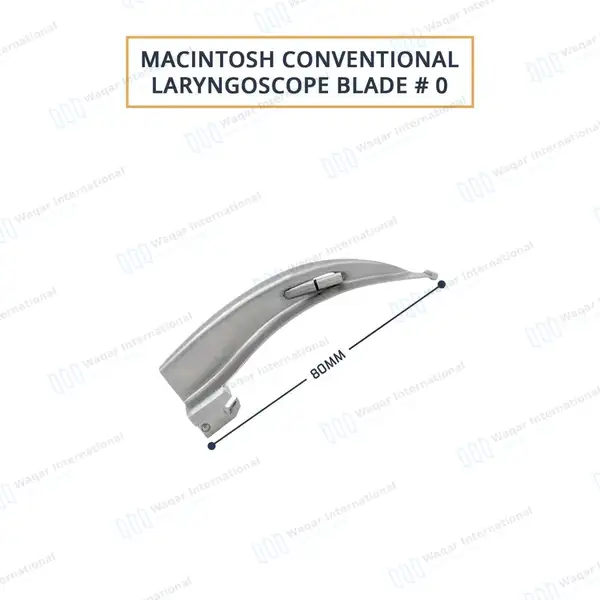 Mac Blade #0 with Conventional Laryngoscope Medium Handle - surgical instruments manufactured by Waqar International, Sialkot - view 3