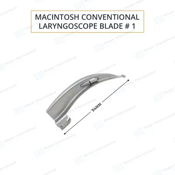 Mac Blade #1 with Conventional Laryngoscope Medium Handle - surgical instruments manufactured by Waqar International, Sialkot - view 3