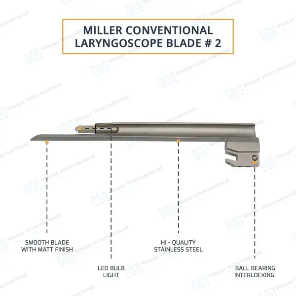 Miller Laryngoscope Blade #2 Conventional - surgical instruments manufactured by Waqar International, Sialkot - view 5