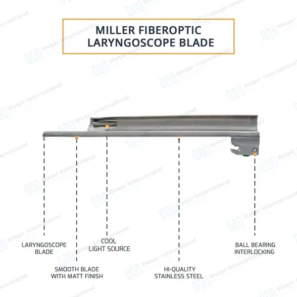 Miller Fiber Optic Laryngoscope Blade #3 - surgical instruments manufactured by Waqar International, Sialkot - view 4