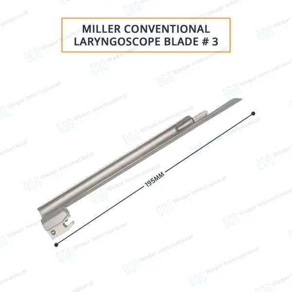 Miller Blade #3 with Conventional Laryngoscope Medium Handle - surgical instruments manufactured by Waqar International, Sialkot - view 4