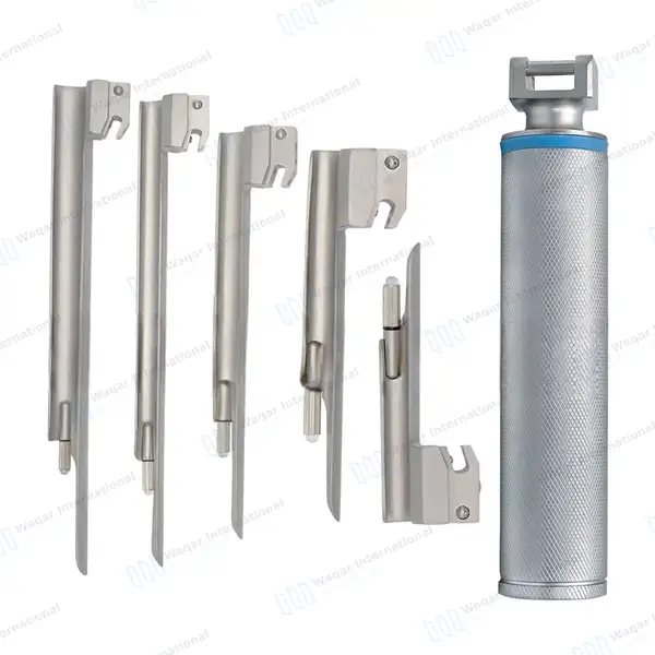 6 Pcs Miller Conventional Laryngoscope Set – 5 Blades with 1 Handle - surgical instruments manufactured by Waqar International, Sialkot - view 2