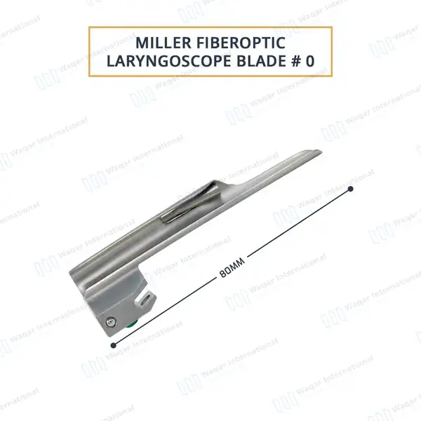 Fiber Optic Miller Blade #0 with Laryngoscope Medium Handle - surgical instruments manufactured by Waqar International, Sialkot - view 4