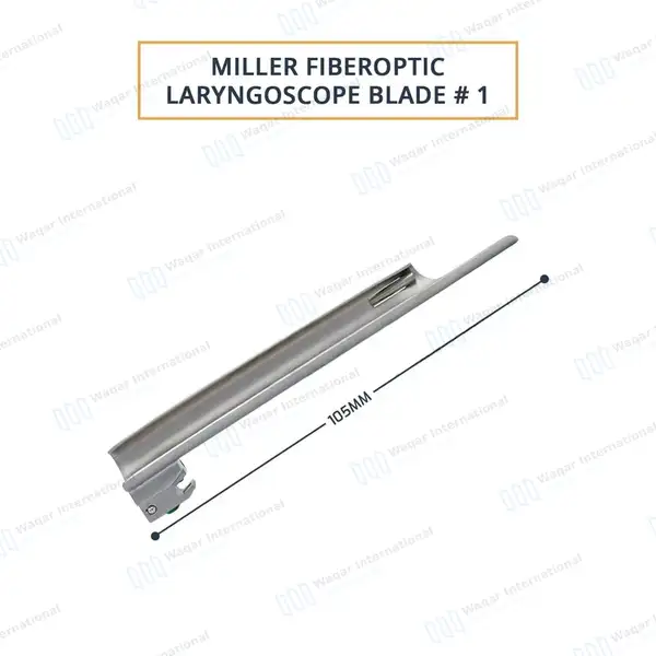 Fiber Optic Miller Blade #1 with Laryngoscope Medium Handle - surgical instruments manufactured by Waqar International, Sialkot - view 4