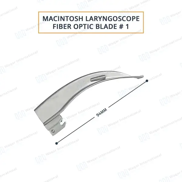 Macintosh Fiber Optic Laryngoscope Blade #1 Anesthesia Intubation - surgical instruments manufactured by Waqar International, Sialkot - view 3