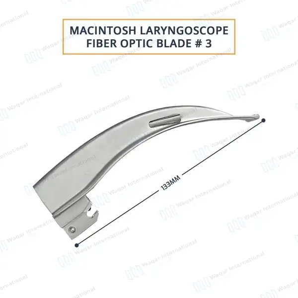 Macintosh Fiber Optic Laryngoscope Blade #3 Anesthesia Intubation - surgical instruments manufactured by Waqar International, Sialkot - view 3