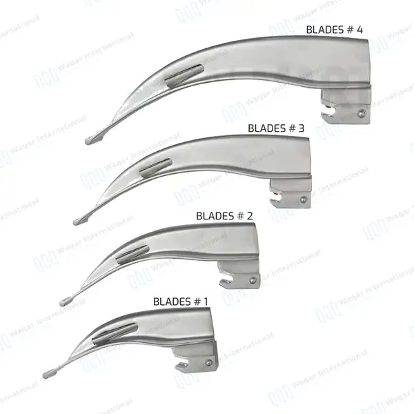 4 Macintosh Fiber Optic Blades #1, #2, #3, #4 - surgical instruments manufactured by Waqar International, Sialkot - view 5