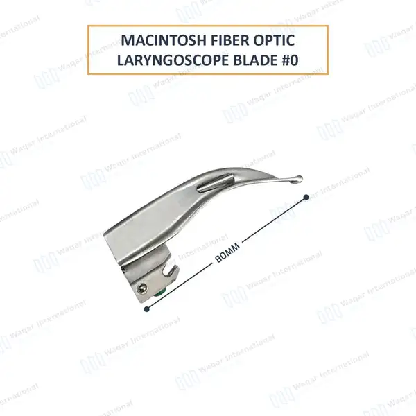 Macintosh Blade #0 with Fiber Optic Laryngoscope Medium Handle - surgical instruments manufactured by Waqar International, Sialkot - view 4