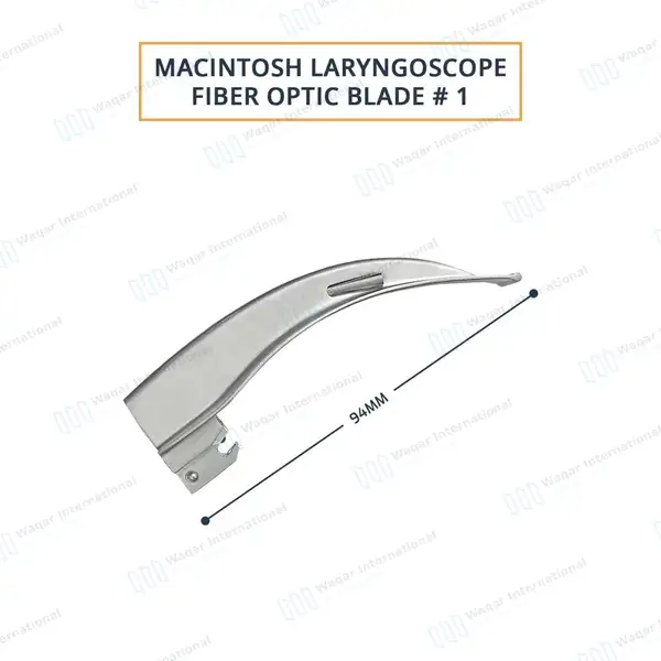 Macintosh Blade #1 with Fiber Optic Laryngoscope Medium Handle - surgical instruments manufactured by Waqar International, Sialkot - view 4