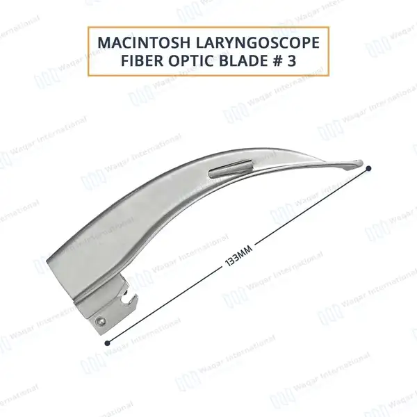 Macintosh Blade #3 with Fiber Optic Laryngoscope Medium Handle - surgical instruments manufactured by Waqar International, Sialkot - view 4