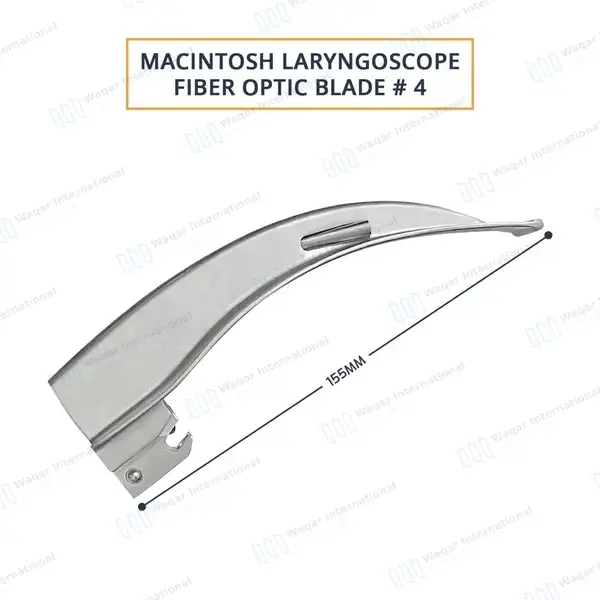 Macintosh Blade #4 with Fiber Optic Laryngoscope Medium Handle - surgical instruments manufactured by Waqar International, Sialkot - view 4