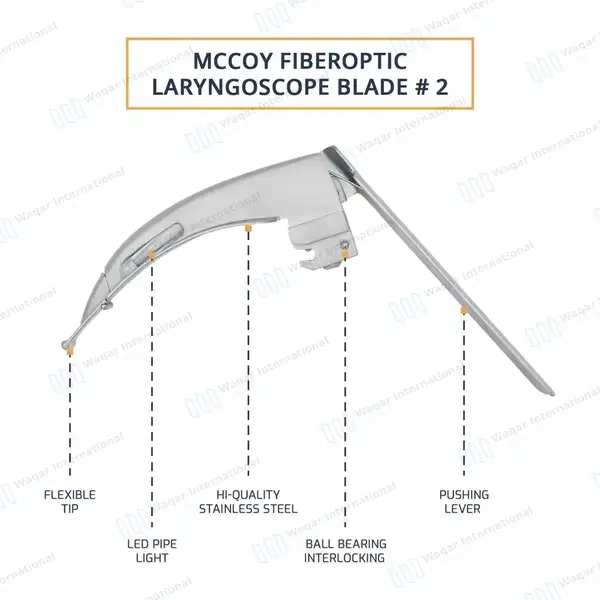 McCoy Fiber Optic Flex Tip Laryngoscope Blade #2 - surgical instruments manufactured by Waqar International, Sialkot - view 4