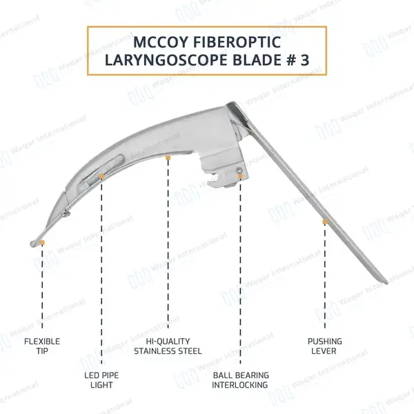 McCoy Fiber Optic Flex Tip Laryngoscope Blade #3 - surgical instruments manufactured by Waqar International, Sialkot - view 4