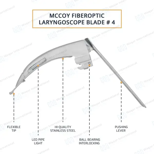McCoy Fiber Optic Flex Tip Laryngoscope Blade #4 - surgical instruments manufactured by Waqar International, Sialkot - view 4
