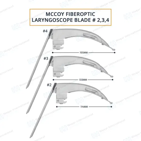 3 McCoy Fiber Optic Flex Tip Laryngoscope Blades #2, #3 & #4 - surgical instruments manufactured by Waqar International, Sialkot - view 3