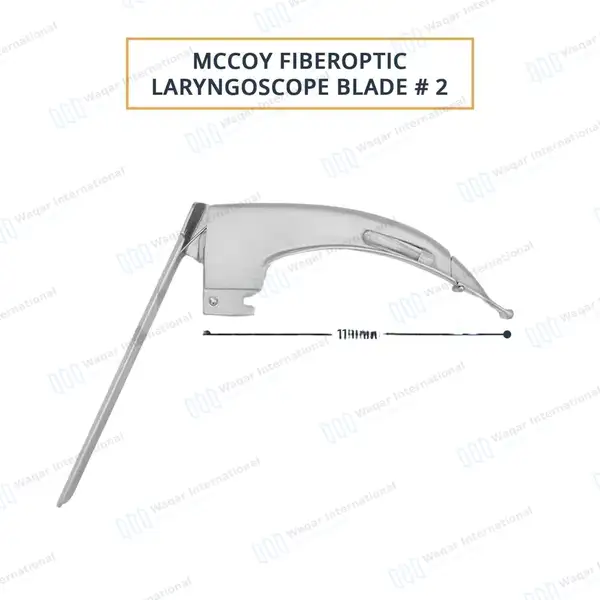 McCoy Laryngoscope Blade #2 with Fiber Optic Medium Handle - surgical instruments manufactured by Waqar International, Sialkot - view 3