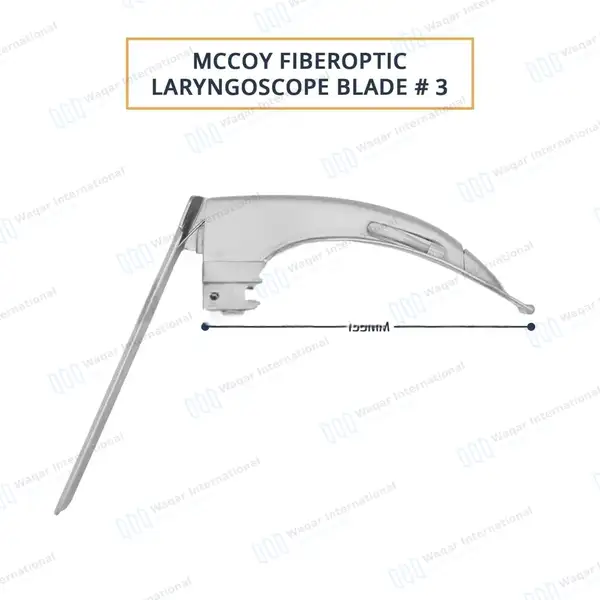 McCoy Laryngoscope Blade #3 with Fiber Optic Medium Handle - surgical instruments manufactured by Waqar International, Sialkot - view 3