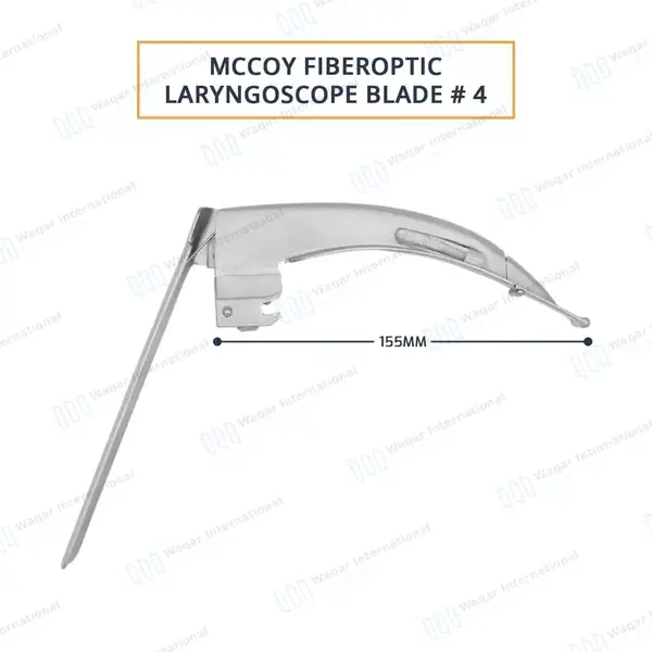 McCoy Laryngoscope Blade #4 with Fiber Optic Medium Handle - surgical instruments manufactured by Waqar International, Sialkot - view 3