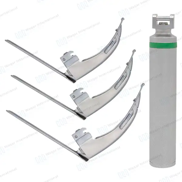 4 Pcs McCoy Flexi-Tip Fiber Optic Laryngoscope Set Blade #2 #3 #4 with Medium Handle - surgical instruments manufactured by Waqar International, Sialkot - view 3