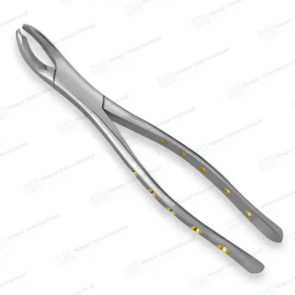 Universal Extraction Forceps #17 with Gold Hollow Python Grip Handle - dental instruments manufactured by Waqar International, Sialkot - view 2