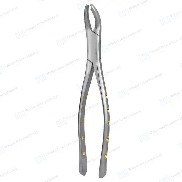 Universal Extraction Forceps #17 with Gold Hollow Python Grip Handle - dental instruments manufactured by Waqar International, Sialkot - view 7