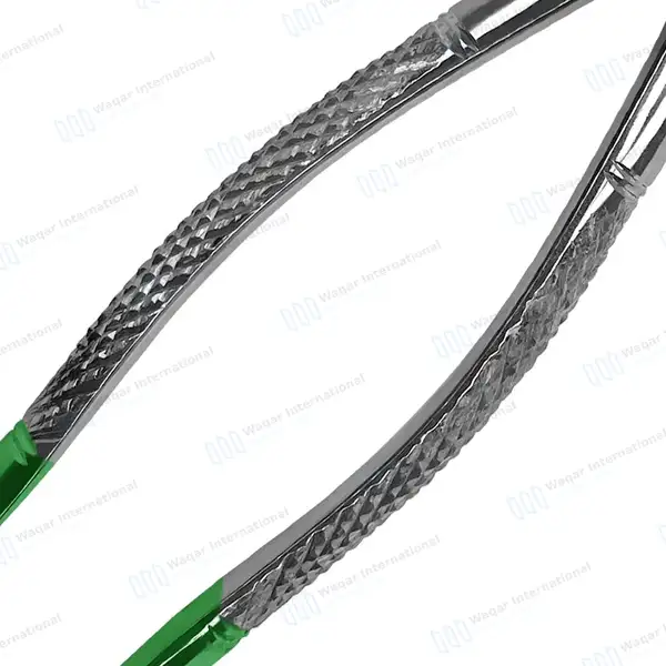 Extracting Forceps #23 Lower Molars with Green Color Coated Handle - dental instruments manufactured by Waqar International, Sialkot - view 6