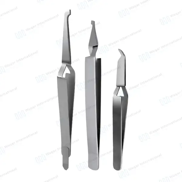 3 Pcs Dental De Bonding Bracket Placement Reverse Action Tweezers Set - surgical instruments manufactured by Waqar International, Sialkot - view 2