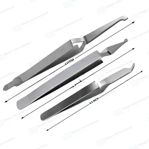 3 Pcs Dental De Bonding Bracket Placement Reverse Action Tweezers Set - surgical instruments manufactured by Waqar International, Sialkot - view 3