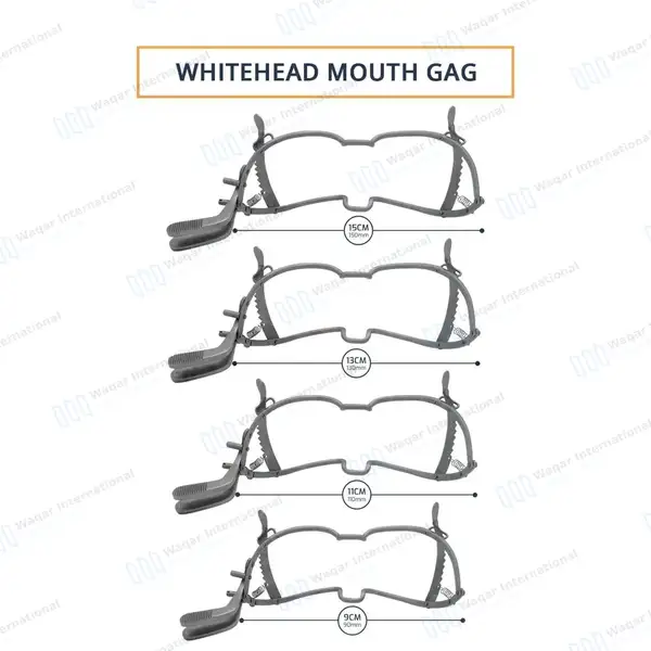 4 Pcs Whitehead Mouth Gag Set 9cm, 11cm, 13cm & 15cm - surgical instruments manufactured by Waqar International, Sialkot - view 3