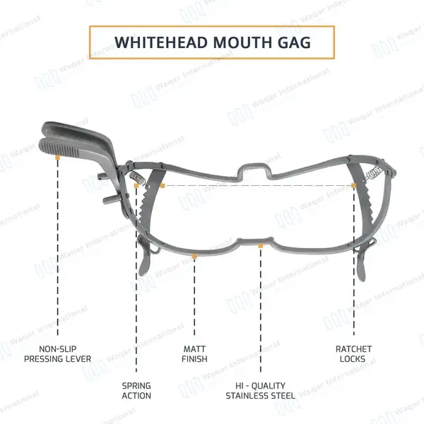 Whitehead Mouth Gag 11cm - surgical instruments manufactured by Waqar International, Sialkot - view 4