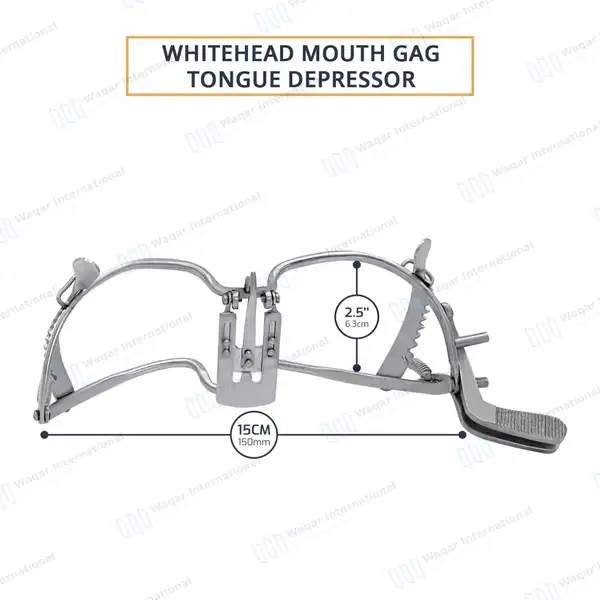 Whitehead Mouth Gag with Tongue Depressor 15cm – Adult - surgical instruments manufactured by Waqar International, Sialkot - view 3