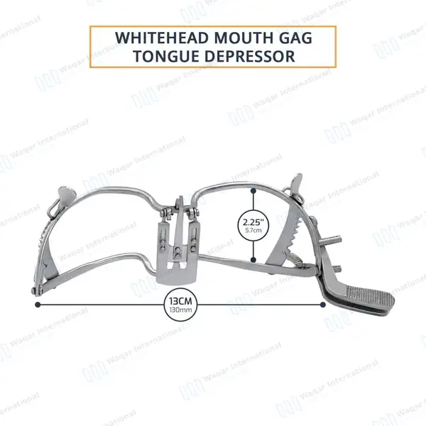 Whitehead Mouth Gag with Tongue Depressor 13cm – Child - surgical instruments manufactured by Waqar International, Sialkot - view 3