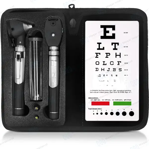 Fiber Optic Mini Otoscope & Ophthalmoscope ENT Diagnostic Set – Black - surgical instruments manufactured by Waqar International, Sialkot - view 2