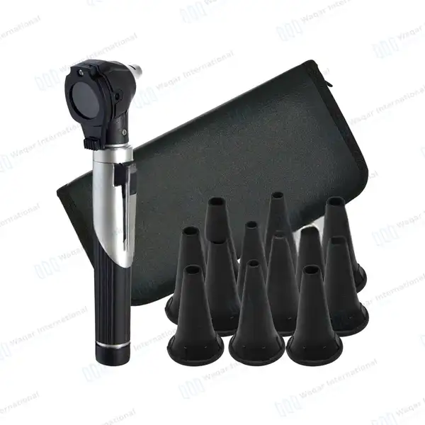 Fiber Optic Mini Otoscope & Ophthalmoscope ENT Diagnostic Set – Black - surgical instruments manufactured by Waqar International, Sialkot - view 3