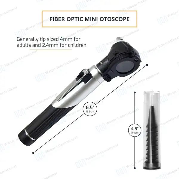 Fiber Optic Mini Otoscope & Ophthalmoscope ENT Diagnostic Set – Black - surgical instruments manufactured by Waqar International, Sialkot - view 6