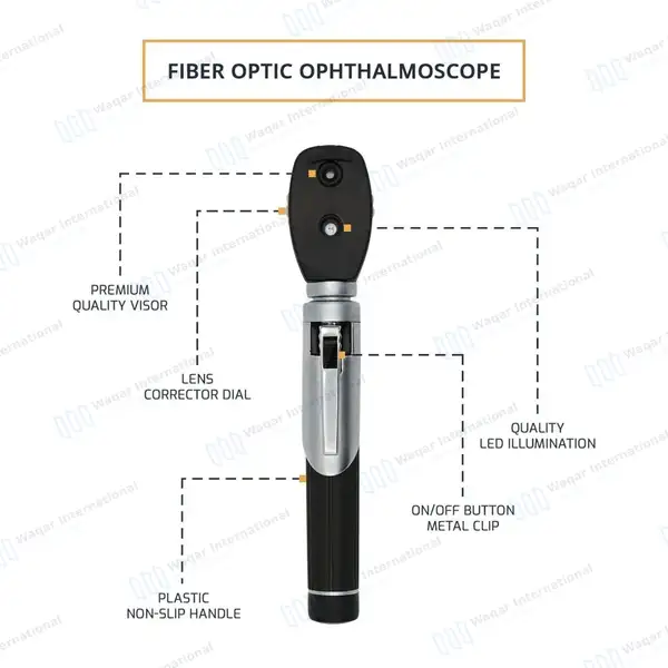 Fiber Optic Mini Otoscope & Ophthalmoscope ENT Diagnostic Set – Black - surgical instruments manufactured by Waqar International, Sialkot - view 7
