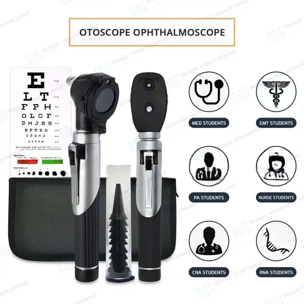 Fiber Optic Mini Otoscope & Ophthalmoscope ENT Diagnostic Set – Black - surgical instruments manufactured by Waqar International, Sialkot - view 9