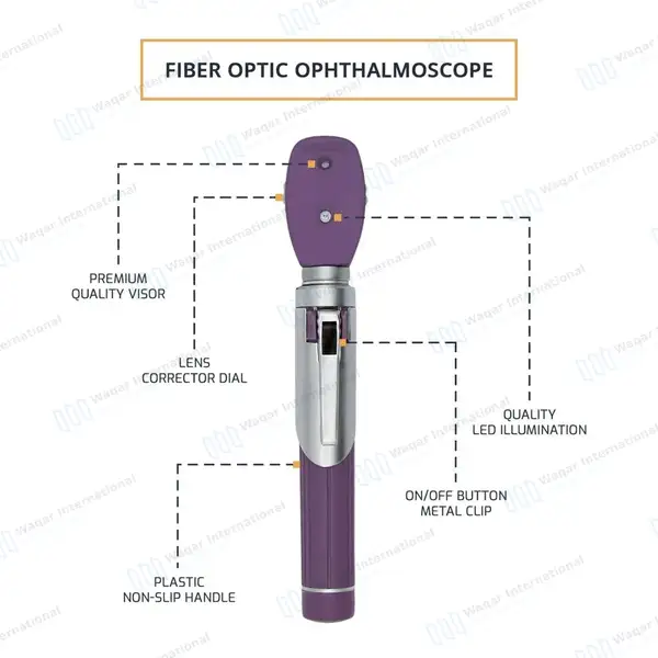Fiber Optic Mini Otoscope & Ophthalmoscope ENT Diagnostic Set – Purple - surgical instruments manufactured by Waqar International, Sialkot - view 6